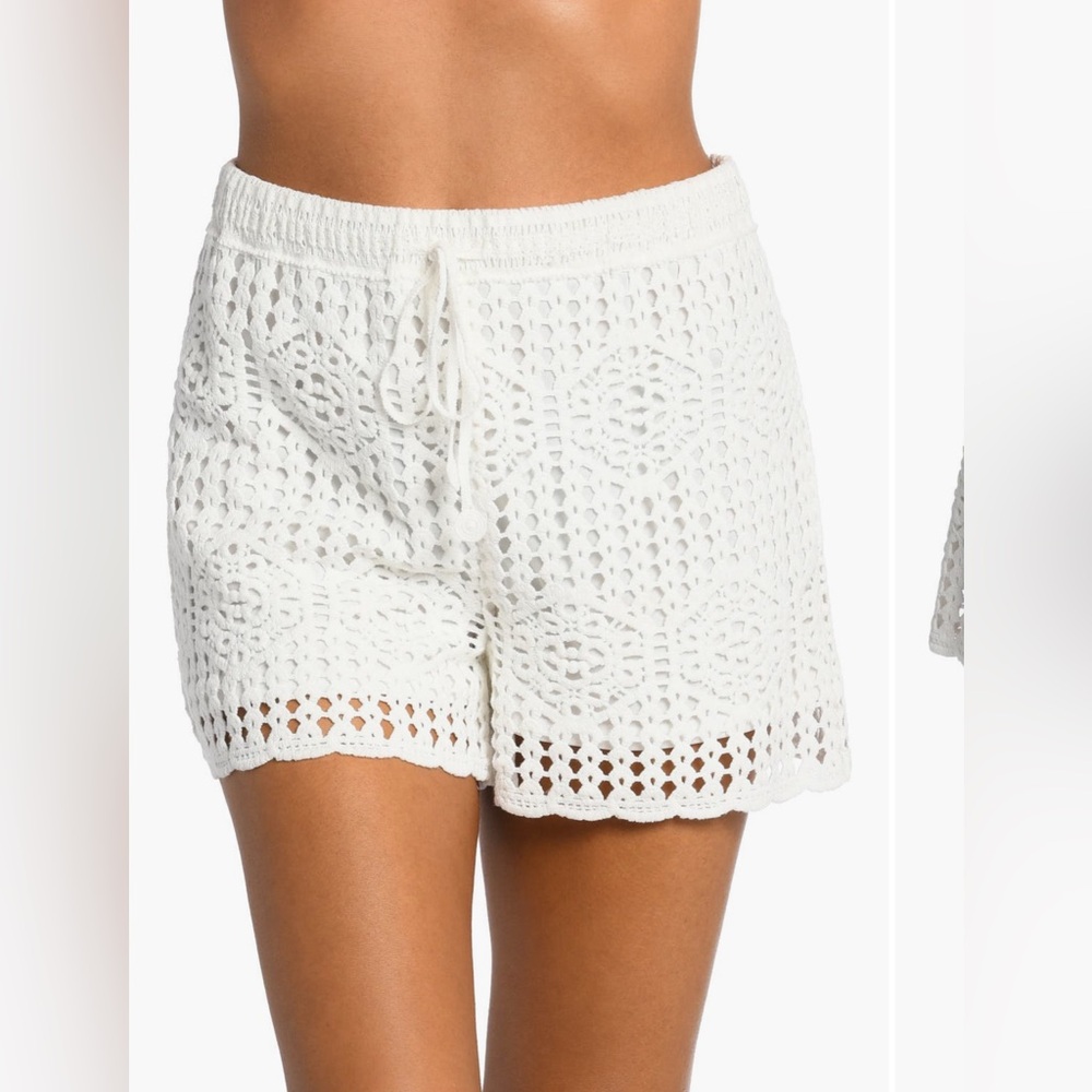 La Blanca Waverly Cotton Cover-Up Ivory Shorts Lined Size Medium